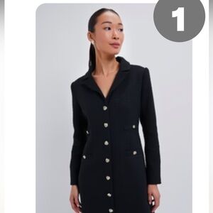 Pomander Place Black Long Sleeve Buttoned Dress